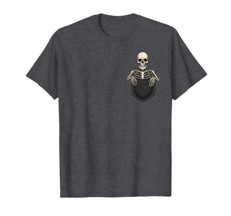 Funny Pocket Skeleton Halloween T Shirt For Men Funny Skeleton in The Pocket Halloween Kids Teens Adults T-Shirt - Dark