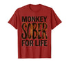 Mademark Monkey Sober For Life Funny Sobriety Design T-Shirt - Men - Cranberry Red
