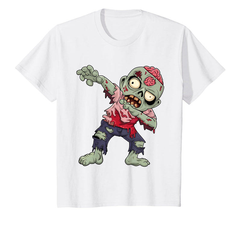 Halloween Shirts Women Men Kids Dabbing Zombie Brain Halloween Scary Dab Dance Boys Teen Men T-Shirt - White