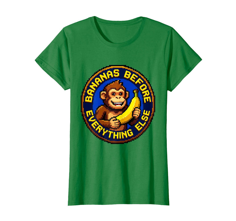 Mademark Bananas Before Everything Else Monkey Design T-Shirt - Women - Kelly Green