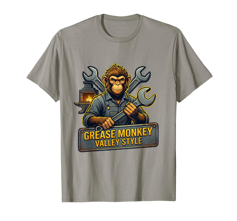 Mademark Grease Monkey Valley Style Automotive Design T-Shirt - Men - Slate Grey
