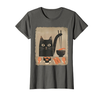 Sushi Cat Kawaii Cat Eating Sushi For Girls Women Kawaii Cat Eating Sushi Japanese Anime Cute Sushi Cat Girls T-Shirt
