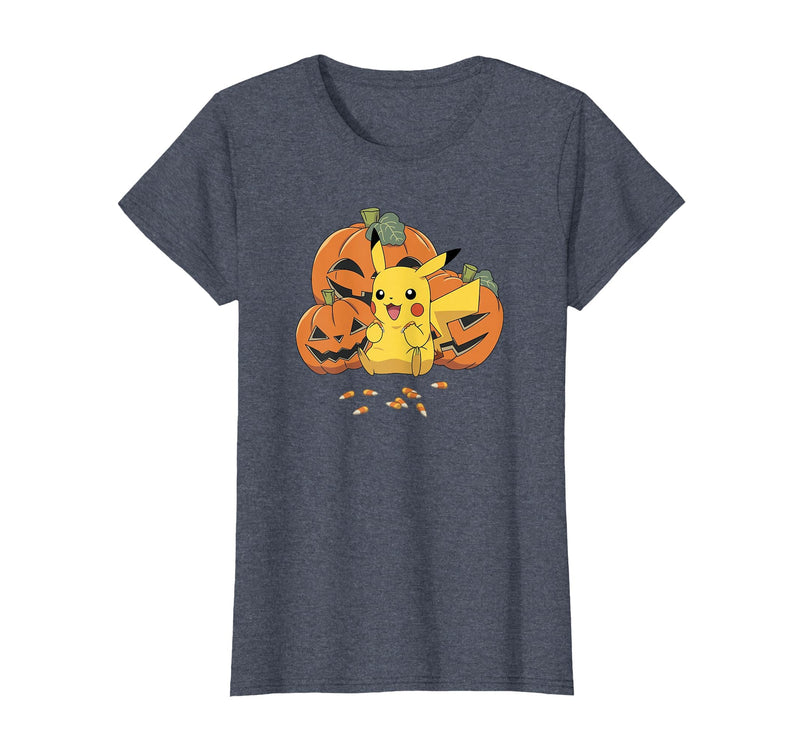 Pokémon Halloween Pikachu Cute Pumpkin Candy Corn T-Shirt - Heather Blue