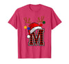 Christmas Buffalo Plaid Alphabet Tees Letter M Name Initial Buffalo Plaid Alphabet Monogram T-Shirt - Red Heather