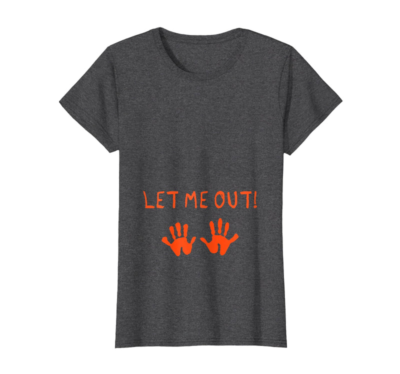 Halloween Pregnancy Costume Funny Tees Let Me Out Halloween Pregnancy Costume Baby Funny T-Shirt T-Shirt - Dark Heather Grey