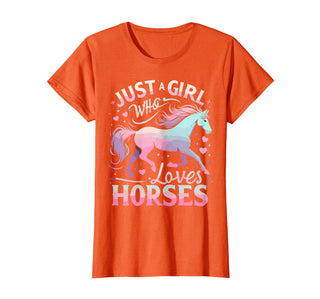 Funny Horse Lovers Just a Girl Who Loves Horses T-Shirt - Orange