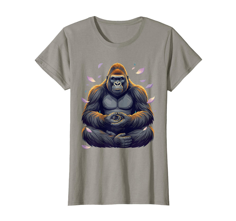 Mademark Meditating Gorilla Zen Monkey Graphic Design T-Shirt - Women - Slate Grey