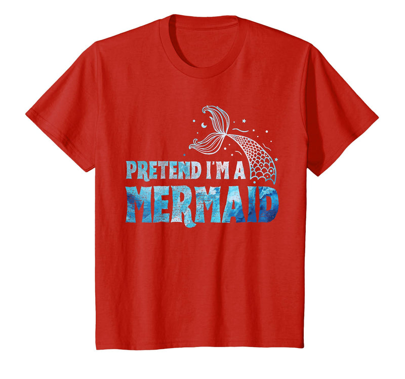 Funny Lazy Halloween Costumes & Halloween Shirts Pretend I'm A Mermaid Lazy Funny Mermaid Halloween Costume T-Shirt - Red