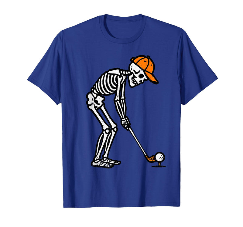 Halloween Tees for Women Men Kids Skeleton Golf Halloween Golfer Costume Dad Mens Boys Kids T-Shirt - Royal Blue