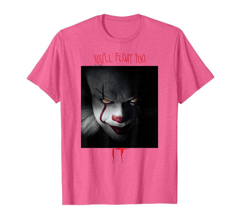 IT Films/TV Series - Pennywise You'll Float Too T-Shirt - Pink Heather