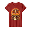 Mademark Monkey Perched on Giant Mushroom Illustration T-Shirt - Women - Cranberry Red