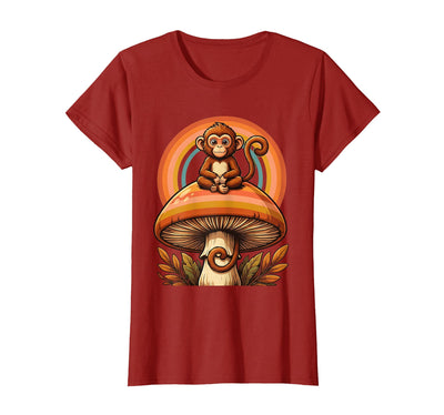 Monkey Perched on Giant Mushroom Illustration T-Shirt - Women
