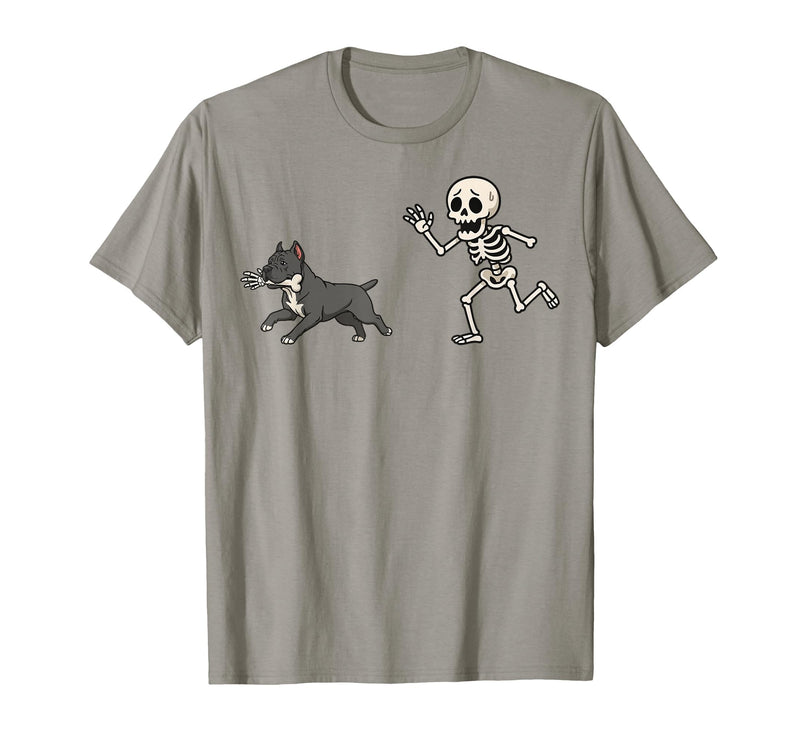 Pitbull Halloween Costume Funny Pitbull Skeleton Hand Halloween T-Shirt - Slate Grey