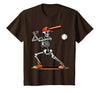Funny Halloween Skeleton Sports Boys Costume Baseball Skeleton Spooky Boys Halloween Baseball Player T-Shirt - Brown