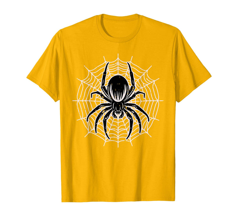 Halloween Shirts For Women Men Kids Boys Girls Halloween Spider with Web Vintage Costume Men Boys Kid Women T-Shirt - Golden