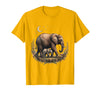 Mademark Elephant Mother and Calf Walking Together T-Shirt - Men - Golden Yellow