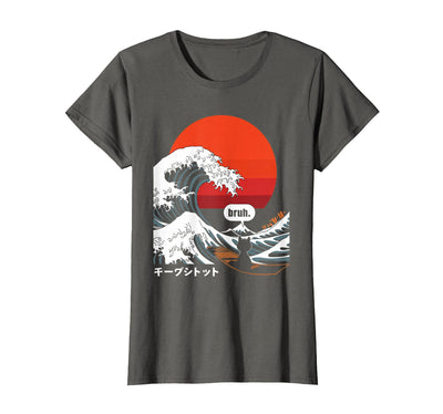 Cat Tshirt Japanese Bruh Funny Great Wave Kanagawa Japanese Surfing Cat Tshirt Bruh. The Great Wave Kanagawa T-Shirt