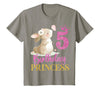 Kids 5th Birthday Rabbit Princess Girl Bunny 5 Years Old T-Shirt in Slate Grey