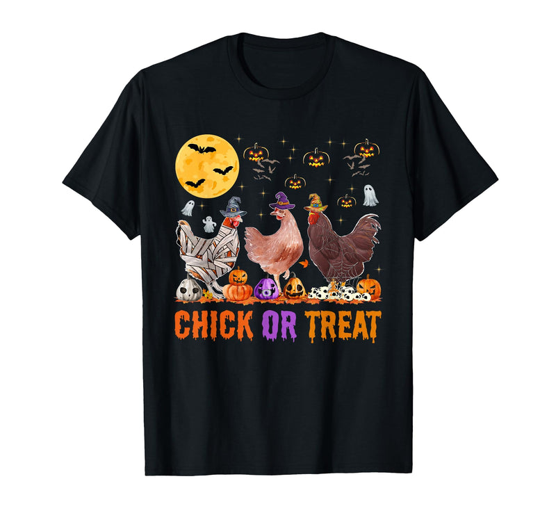 Autumn Pumpkin Chicken Halloween Chicken Farm Fall Halloween Chicken Pumpkin Chick Or Treat Spooky T-Shirt - Black