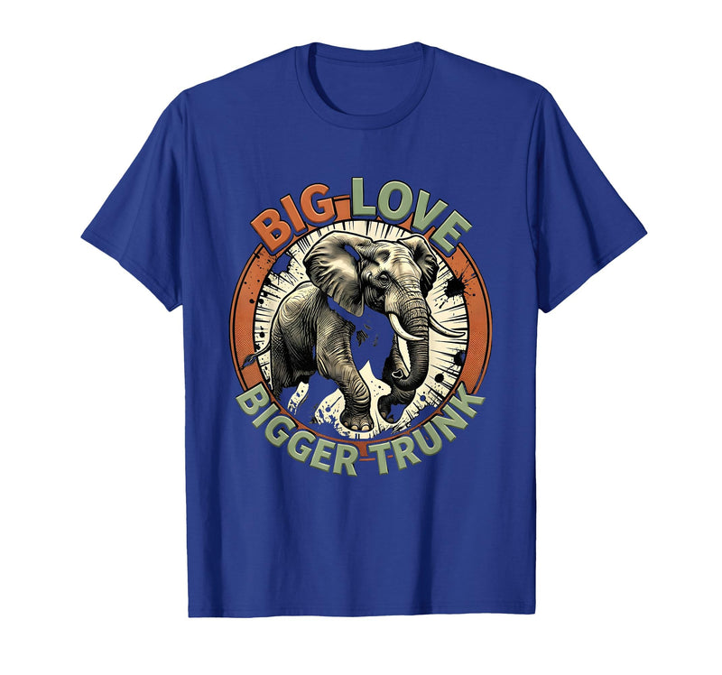 Mademark Big Love Bigger Trunk Elephant Comic Design T-Shirt - Men - Royal Blue