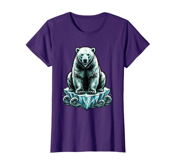 Mademark Polar Bear Lone Ice Floe Arctic Drift Illustration T-Shirt - Purple