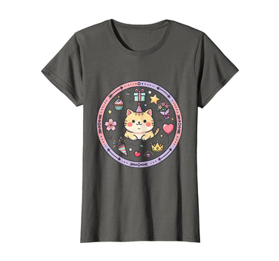 Mademark Cute Birthday Cat with Party Hat Illustration T-Shirt