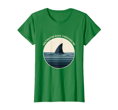 Saltwater Runs Through Me Shark Design T-Shirt