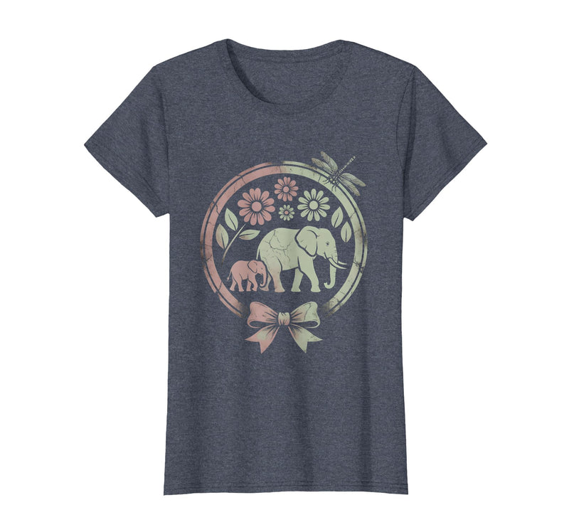 Mademark Elephant and Calf Walking Trunk to Tail Mama T-Shirt - Women - Heather Blue
