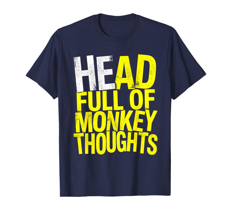 Mademark Head Full of Monkey Thoughts Funny Primate Design T-Shirt - Men - Navy Blue