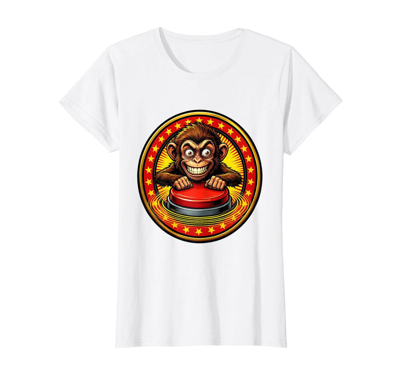 Mademark Eager Monkey Pressing the Big Red Button T-Shirt - Women - White