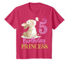 Kids 5th Birthday Rabbit Princess Girl Bunny 5 Years Old T-Shirt in Red Heather