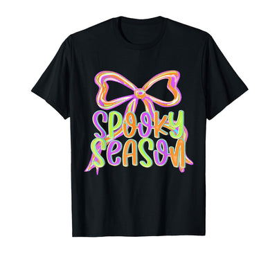 Halloween Black-Cat Treat or Trick Fall Vibes Tees Spooky Season Halloween Coquette Bow Autumn Fall Girls Kids T-Shirt