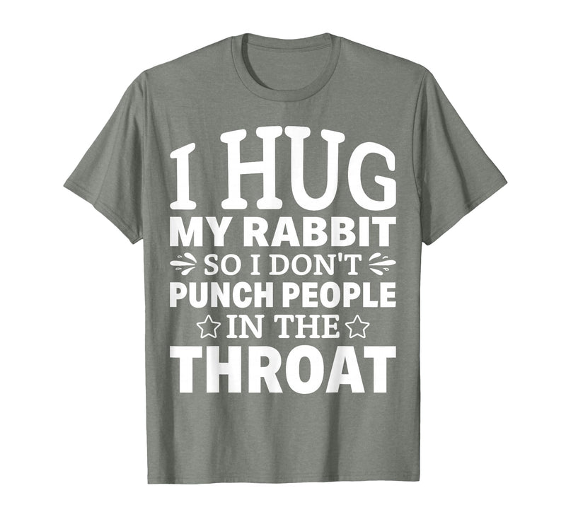 I Hug My Rabbit I Easter Bunny Design Lionhead Rabbit T-Shirt in Olive Heather