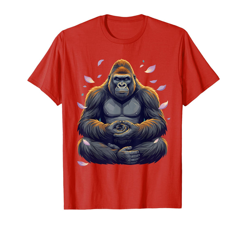 Mademark Meditating Gorilla Zen Monkey Graphic Design T-Shirt - Men - Red