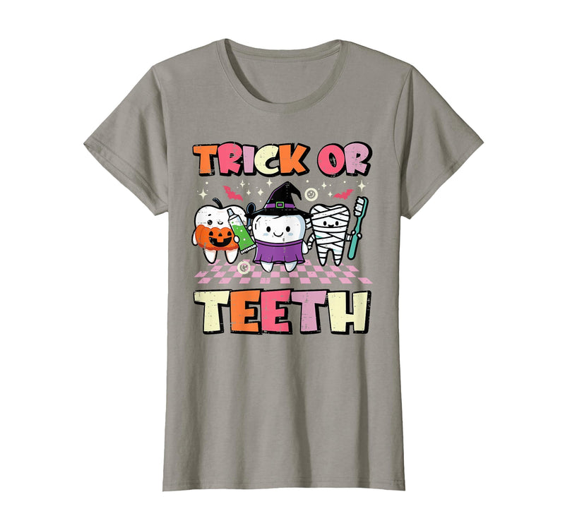 Halloween Shirts For Women Men Kids Boys Girls Halloween Dentist Trick Or Teeth Dental Costume Men Women T-Shirt - Slate Grey