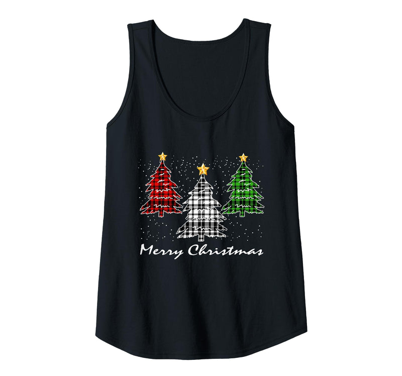 Christmas Trees Lights Buffalo Plaid Tee Gifts Trees Christmas Buffalo Red Plaid Men Women Christmas Tree Tank Top - Black