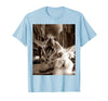Funny Bunny Rabbit Selfie with T-Rex Tyrannosaurus Dinosaur T-Shirt in Baby Blue