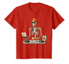 Funny Skeleton DJ Halloween Men Outfit Skeleton DJ Halloween Costume Turntable Music Funny Men Boys T-Shirt - Red