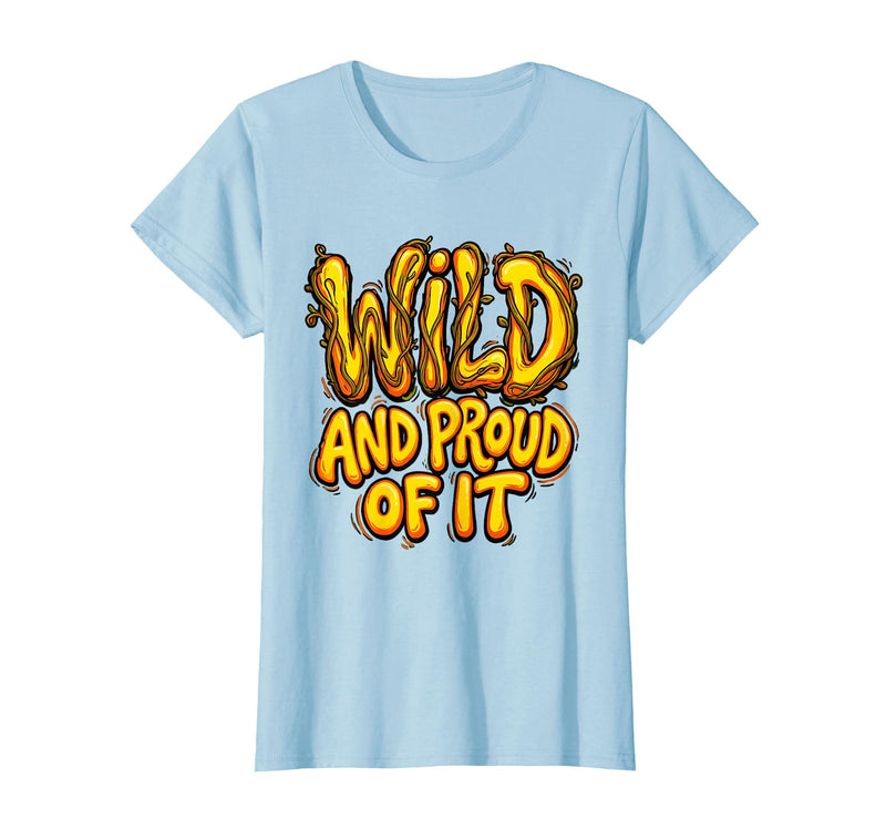 Mademark Wild and Proud of It Monkey Graphic Design T-Shirt - Women - Baby Blue