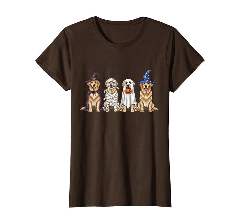 Spooky Golden Retriever Dogs Mummy Halloween Tee Golden Retriever Dog Witch Mummy Ghost Boo Costume Halloween T-Shirt - Brown
