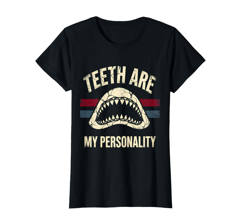 Mademark Teeth Are My Personality Shark Design T-Shirt - Black