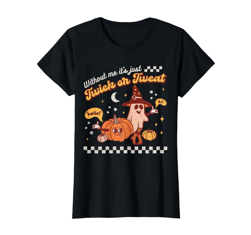 Halloween Retro Pumpkin Spice Ghost SLP Costume Speech Therapy Retro Spooky Fall Pumpkin Pathologist Season T-Shirt - Black
