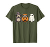 Funny Retro Hedgehog Halloween Witch Spooky Ghost Hedgehog Lover Pumpkin Halloween T-Shirt - Olive Green