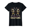 Spirit Week Twin Day Skeletwins Halloween Twins Dancing Skeletons Twins Halloween Matching Skeletwins T-Shirt - Black
