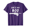 Miftees Matching Halloween Tees She's My Boo Matching Halloween Costume She's My Boo T-Shirt - Purple