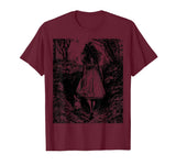 Alice in Wonderland - Down the Rabbit Hole Fantasy Vintage T-Shirt in Burgundy
