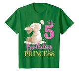 Kids 5th Birthday Rabbit Princess Girl Bunny 5 Years Old T-Shirt in Kelly Green