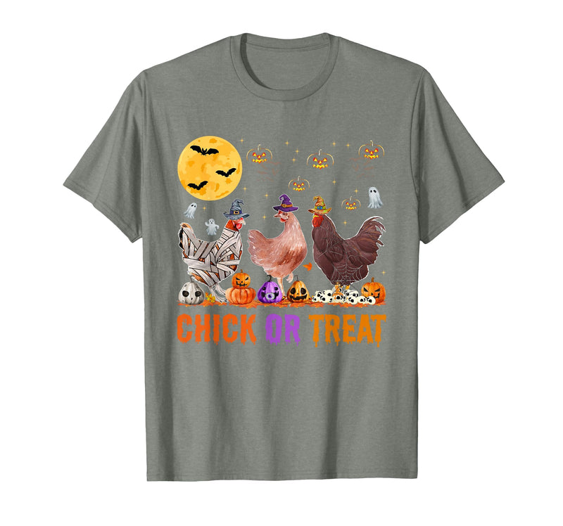 Autumn Pumpkin Chicken Halloween Chicken Farm Fall Halloween Chicken Pumpkin Chick Or Treat Spooky T-Shirt - Olive Heather