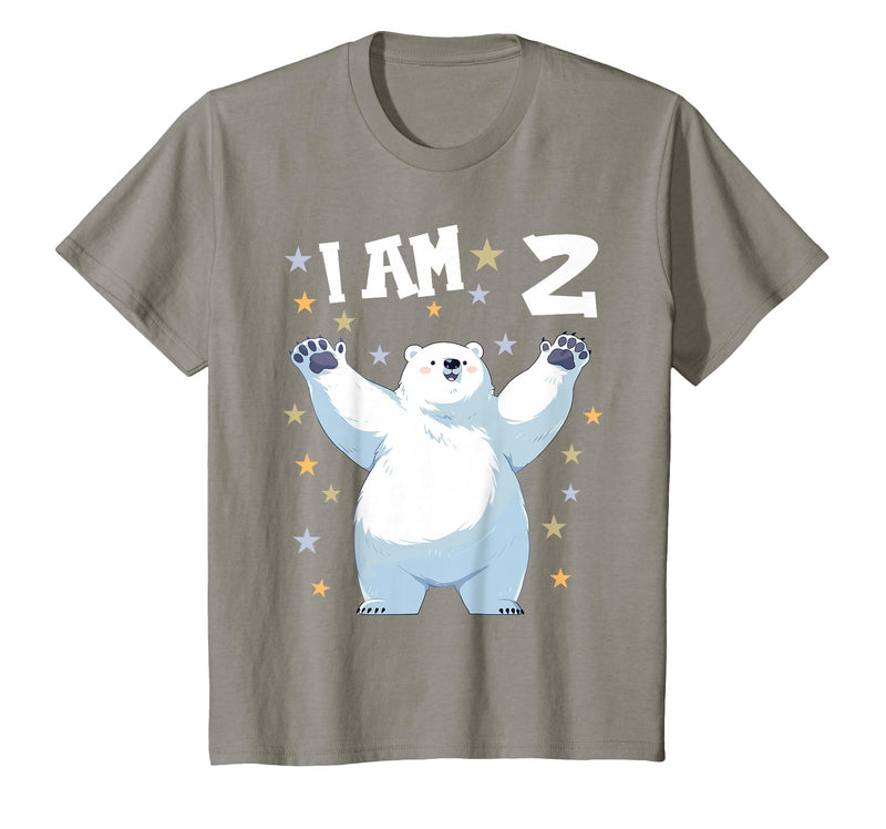 2 years old 2nd birthday Polar Bear Kids 2 Years Old 2 Birthday Polar Bears Boy Girl Polar Bear T-Shirt - Slate Grey