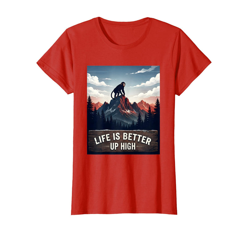 Mademark Life Is Better Up High Monkey Design T-Shirt - Women - Red